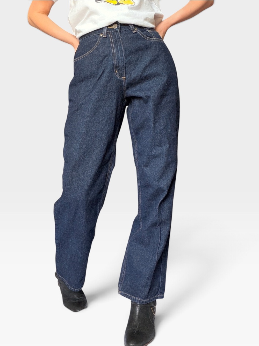 L.L.Bean Dark Wash Mom Jeans 4 Reg Vintage 90s Straight Leg Denim Indigo Wash